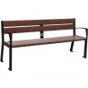 Banc public avec accoudoirs plastique recyclé et acier 180 cm noir