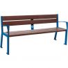 Banc public avec accoudoirs plastique recyclé et acier 180 cm bleu