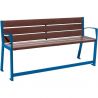 Banc public avec accoudoirs et repose-pieds plastique recyclé et acier 180 cm bleu