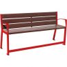 Banc public avec accoudoirs et repose-pieds plastique recyclé et acier 180 cm rouge