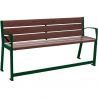 Banc public avec accoudoirs et repose-pieds plastique recyclé et acier 180 cm vert