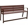 Banc public avec accoudoirs et repose-pieds plastique recyclé et acier 180 cm marron