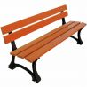 Banc public bois lasuré chêne et pieds en fonte noir 120 cm