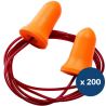 Bouchon d'oreille anti bruit en mousse jetable avec cordon x 200