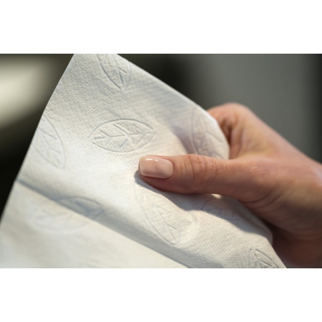 Essuie-mains en pure ouate blanc plié en W 3 plis (21 x 32 cm) 