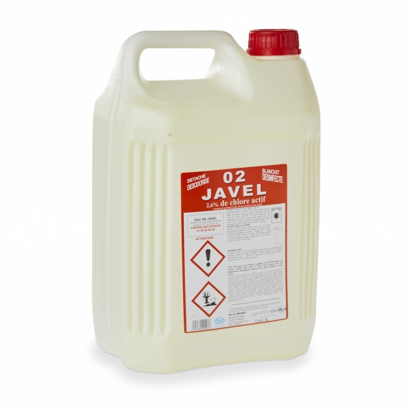 Eau de Javel - Chlorée à 2.6% - Bidon de 5 L - Groupe HCP