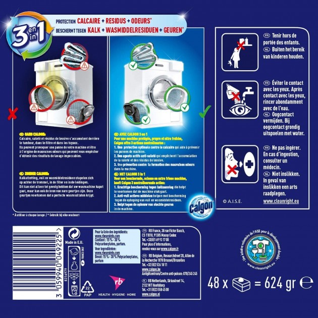 Tablettes anticalcaire pour lave-linge, la boite de 45 - Tous les